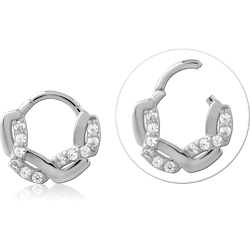 RHODIUM PLATED STERLING 925 SILVER HINGE SEGMENT RING JEWELED CHAIN LINK