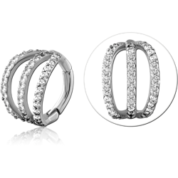 SURGICAL STEEL GRADE 316L JEWELED MULTI PURPOSE CLICKER - THRE EJEWELED LINES