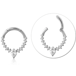 SURGICAL STEEL GRADE 316L JEWELED HINGED SEGMENT RING