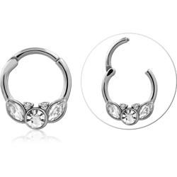 SURGICAL STEEL GRADE 316L JEWELED HINGED SEGMENT RING