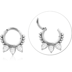 SURGICAL STEEL GRADE 316L JEWELED HINGED SEGMENT RING