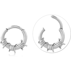 316L SURGICAL STEEL GRADE 316L HINGED SEGMENT RING TEXTURED WRAPPED WIRE DESIGN