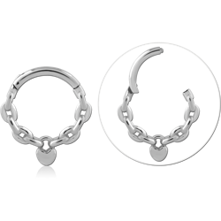 316L SURGICAL STEEL GRADE 316L HINGE SEGMENT RING CHAIN LINK DESIGN WITH HEART CHARM