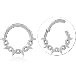 316L SURGICAL STEEL GRADE 316L HINGE SEGMENT RING GEOMETRIC SQUARES AND SPIKES DESIGN