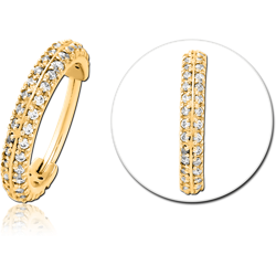 STERILE GOLD PVD COATED SURGICAL STEEL GRADE 316L JEWELED HINGED SEGMENT CLICKER