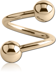 14 KARAT GOLD YELLOW BODY SPIRAL WITH HOLLOW BALLS