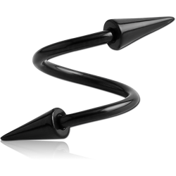BLACK PVD COATED SURGICAL STEEL GRADE 316L MICRO BODY SPIRAL WITH LONG CONES