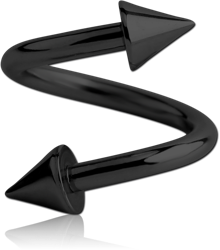 BLACK PVD COATED SURGICAL STEEL GRADE 316L BODY SPIRAL WITH CONES