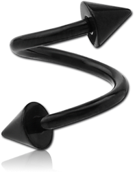 BLACK PVD COATED TITANIUM ALLOY MICRO BODY SPIRAL WITH CONES