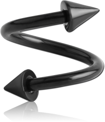 BLACK PVD COATED TITANIUM ALLOY BODY SPIRAL WITH CONES