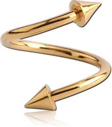 GOLD PVD COATED SURGICAL STEEL GRADE 316L MICRO BODY SPIRAL WITH CONES