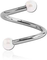 SURGICAL STEEL GRADE 316L MICRO BODY SPIRAL WITH ORGANIC SYNTHETIC PEARLS