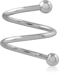 SURGICAL STEEL GRADE 316L 2 TWIST SPIRAL WITH 3MM BALLS