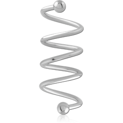 SURGICAL STEEL GRADE 316L 4 TWIST SPIRAL WITH 3MM BALLS