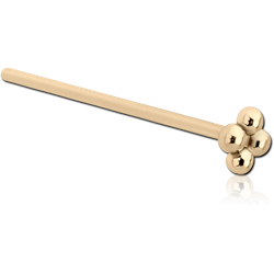 14 KARAT GOLD YELLOW STRAIGHT STAR NOSE STUD -FLOWER