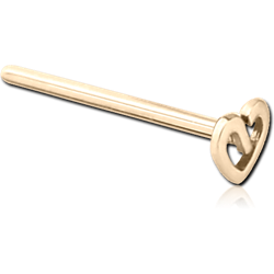 14 KARAT GOLD YELLOW STRAIGHT STAR NOSE STUD -HEART