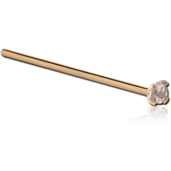 14 KARAT GOLD YELLOW 2.5MM BEZEL SET JEWELED CURVED NOSE STUD