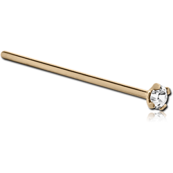 18 KARAT YELLOW GOLD STRAIGHT 15MM LARGE NOSE STUD WITH 1.35MM PRONG SET DIAMOND