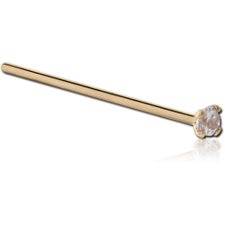 18 KARAT GOLD YELLOW 1.5MM PRONG SET JEWELED STRAIGHT NOSE STUD