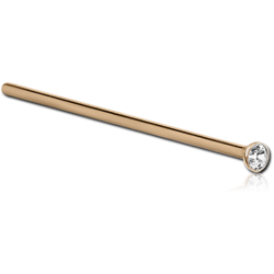 18 KARAT GOLD YELLOW STRAIGHT 19MM NOSE STUD WITH 1.5MM BEZEL SET DIAMOND