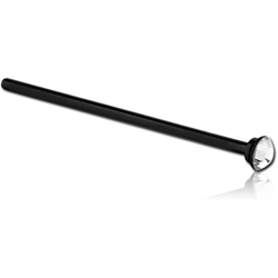 BLACK PVD COATED SURGICAL STEEL GRADE 316L FLAT VALUE JEWELED STRAIGHT NOSE STUD 12MM