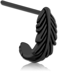 BLACK PVD COATED SURGICAL STEEL GRADE 316L STRAIGHT WRAP AROUND NOSE STUD - FEATHER