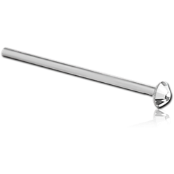SURGICAL STEEL GRADE 316L FLAT VALUE CRYSTAL JEWELED STRAIGHT NOSE STUD 12MM