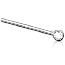 SURGICAL STEEL GRADE 316L FLAT VALUE CRYSTAL JEWELED STRAIGHT NOSE STUD 15MM