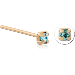 STERLING 925 SILVER GOLD PLATED 18K JEWELED PRONG SET STRAIGHT NOSE STUD