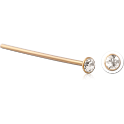STERLING 925 SILVER GOLD PLATED 18K JEWELED STRAIGHT NOSE STUD