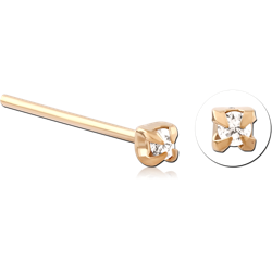 STERLING 925 SILVER GOLD PLATED 18K JEWELED PRONG SET STRAIGHT NOSE STUD