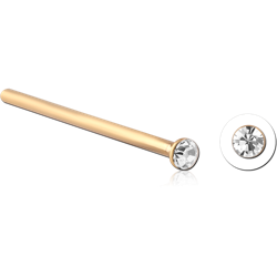 STERLING 925 SILVER GOLD PLATED 18K JEWELED BEZEL SET STRAIGHT NOSE STUD