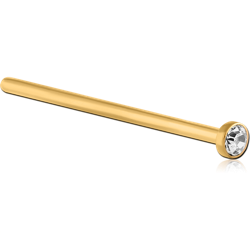 GOLD PVD COATED SURGICAL STEEL GRADE 316L STRAIGHT JEWELED NOSE STUDS PP9 EMPTY PART