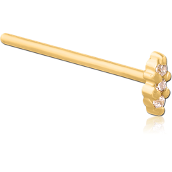 GOLD PVD COATED SURGICAL STEEL GRADE 316L JEWELED NOSE STUD