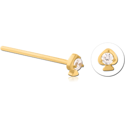 GOLD PVD COATED SURGICAL STEEL GRADE 316L STRAIGHT JEWELED NOSE STUD
