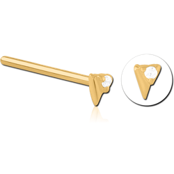 GOLD PVD COATED SURGICAL STEEL GRADE 316L STRAIGHT JEWELED NOSE STUD