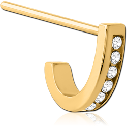 GOLD PVD COATED SURGICAL STEEL GRADE 316L STRAIGHT JEWELED WRAP AROUND NOSE STUD