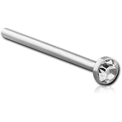 SURGICAL STEEL GRADE 316L VALUE CRYSTAL JEWELED STRAIGHT NOSE STUD 12MM