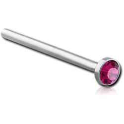 SURGICAL STEEL GRADE 316L PREMIUM CRYSTAL JEWELED STRAIGHT NOSE STUD 12MM