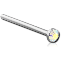 SURGICAL STEEL GRADE 316L OPTIMA CRYSTAL JEWELED STRAIGHT NOSE STUD 12MM