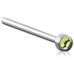 SURGICAL STEEL GRADE 316L FLAT STONE JEWELED STRAIGHT NOSE STUD 15MM