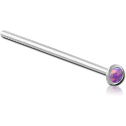 SURGICAL STEEL GRADE 316L STRAIGHT NOSE STUD 19MM WITH ORGANIC SYNTHETIC OPAL