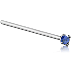 SURGICAL STEEL GRADE 316L STRAIGHT PRONG SET 2MM JEWELED NOSE STUD 19MM