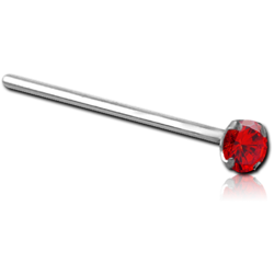 SURGICAL STEEL GRADE 316L STRAIGHT PRONG SET 2.5MM JEWELED NOSE STUD 19MM