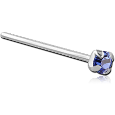 STERLING 925 SILVER PRONG SET JEWELED STRAIGHT NOSE STUD