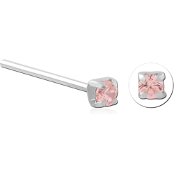 STERLING 925 SILVER JEWELED PRONG SET STRAIGHT NOSE STUD