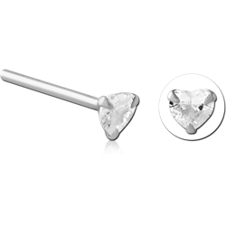 STERLING 925 SILVER JEWELED PRONG SET STRAIGHT NOSE STUD