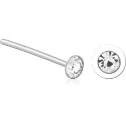 STERLING 925 SILVER JEWELED STRAIGHT NOSE STUDS