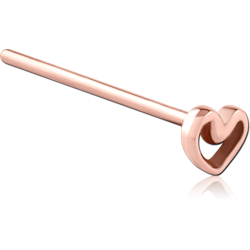ROSE GOLD PVD COATED SURGICAL STEEL GRADE 316L STRAIGHT NOSE STUD - HEART