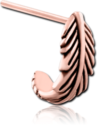 ROSE GOLD PVD COATED SURGICAL STEEL GRADE 316L WRAP AROUND STRAIGHT NOSE STUD - FEATHER